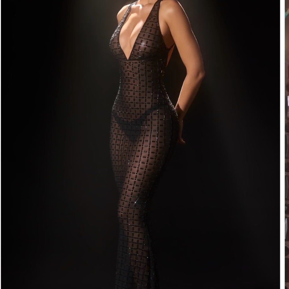 Oh Polly Black Sheer Maxi Dress